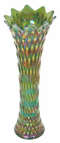 #517-RUSTIC Funeral Vase-19 in. tall - Green-5.25 in. base.10 flutes.