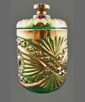 HOBSTAR Cracker Jar or Covered Milk Jar in green is usually a repro.(IG). 6.5 in. high