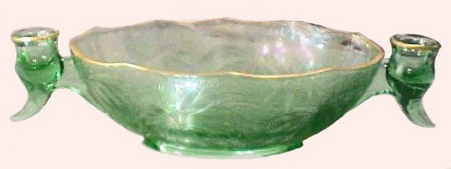 BROCADED PALMS Candle-Console Bowl-3.5 in. deep, 7.25 diam.and 13.25 in. overall width.