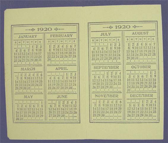 FERN BRAND CHOCOLATES Calendar Interior