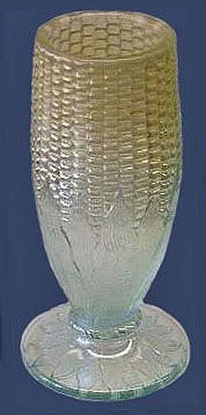 This Ice Blue CORN VASE with Stalk Base has little iridescence but is quite rare