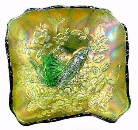 Square BIG FISH in Green-8 in.$1800. Wroda Auction.