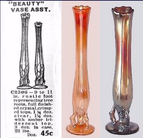 1916  Butler Brothers Ad for Beauty Bud Vases. Two Beauty  Bud vases - Marigold and Amethyst.