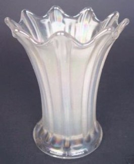 THIN RIB Squatty Vase in White - 6 in. tall.