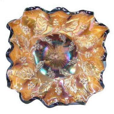 5 in. Square HOLLY WHIRL CRE Bowl. $450. 3-07 Wroda Auction.