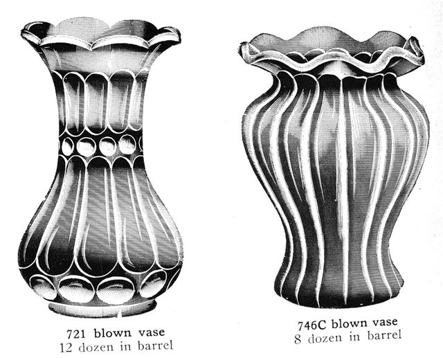 THUMBPRINT & OVAL (left) - COLONIAL LADY Vase seen in Imperial Catalog _104A.