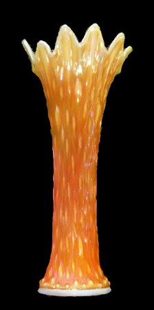 Marigold over Milk Glass Mid-Size TREE TRUNK Vase.