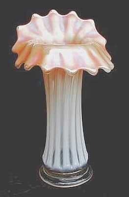CORINTH Vase with Plunger Base in Peach Opal. 15 ribs. Courtesy Scott Beale.
