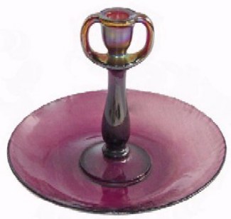 TWO-HANDLED Candlestick Server. 10.25 in. diam x 8 in. tall in Purple Stretch. Imperial