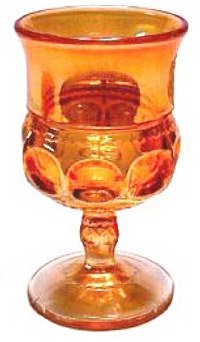 KINGS CROWN Goblet - three and five-eighths in. tall x 2 in. wide.Very rare and only seen in Marigold Carnival Glass.