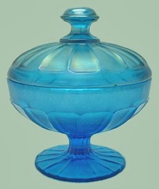 Fenton's 1917 Celeste Puff  Box - 6 in. x 5 and three-eighths in. across. _643