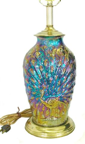 PEACOCK Lamp in Purple.- $125. - 1-09, Remmen Auction.
