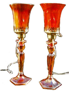 Candlestick Lamps - 15 in. tall including shades.- Candlesticks are 8.5 in. tall.