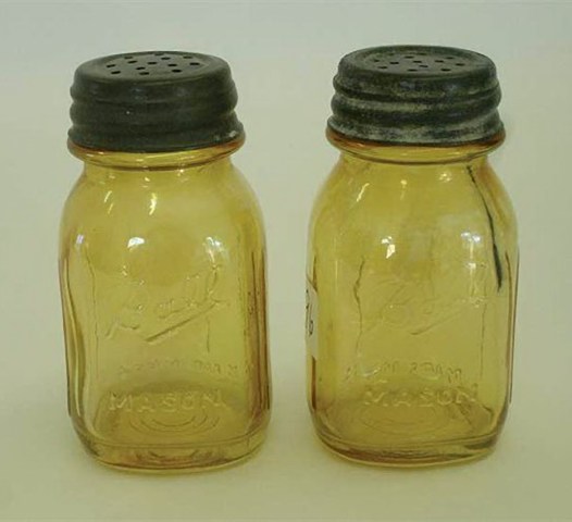 Miniature Ball-Mason Jar-Salt-Pepper Shakers-Mgld. Courtesy Seeck Auctions. $675.- 10-10