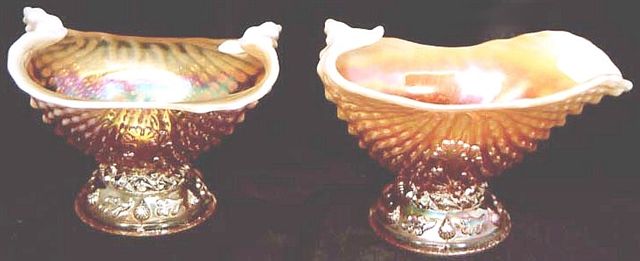 Peach Opalescent Sugar and Creamer shapes in NAUTILUS..