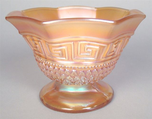 GREEK KEY Variant Bowl - octagonal shape in Marigold.-no ribbing.