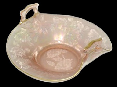 BROCADED ROSES Bowl - 9.5 in. wide.