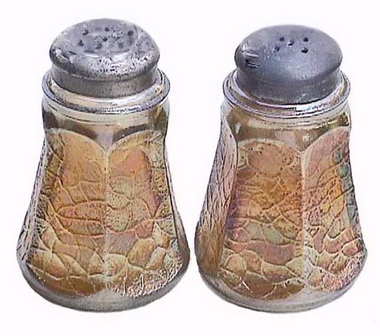 CRACKLE Salt & Pepper in marigold-some can be found on light blue base with marigold overlay. There are smoke sets
