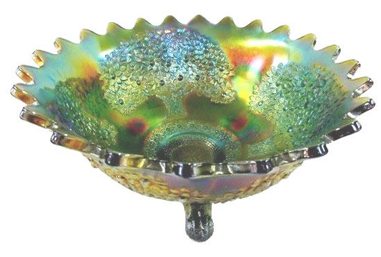 ORANGE TREE flared Centerpiece Bowl with DAISIES in center. $3,100. Sold-8-11-Wroda Auction.