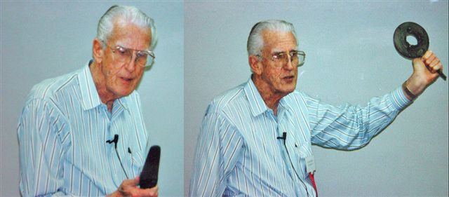 RANK M. FENTON-1996, discussing the plunger and retaining ring while presenting a Seminar on Moulds.