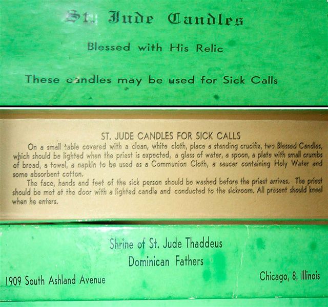 Original box containing St. Jude Candles.Courtesy Greg Dilian