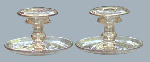 Pale Pink 1920s FRY Glass Candlesticks.
