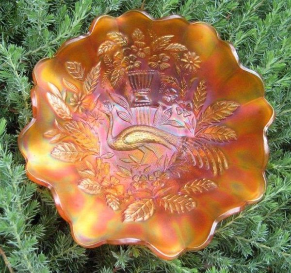 N. PEACOCK & URN 10 in. bowl in glowing marigold. Courtesy Rick & Debbie Graham.