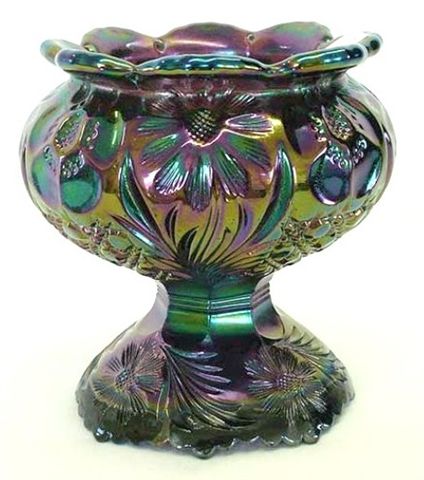 COSMOS & CANE 6.75 in. purple (spittoon or rosebowl) Courtesy Seeck Auctions.$3800.