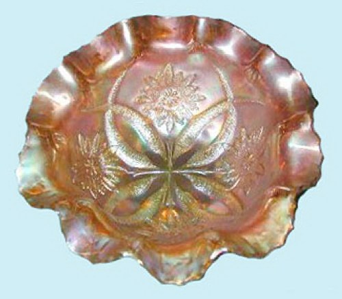 FOUR FLOWERS 8.75 in. diam. crimped bowl with SODA GOLD Exterior.-Marigold.