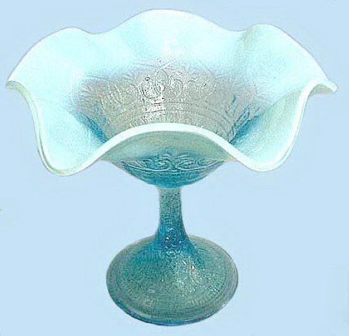 HEARTS & FLOWERS Compote in Aqua Opal.$500. 10-10 Seeck Auction