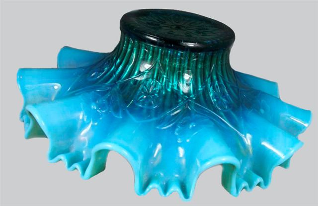 CAROLINE Exterior-Smooth Rays Interior-8.5 in.Blue opal Bowl.
