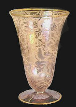 BROCADED ACORN Goblet in Wisteria with gold edging. 5.5 in. tall.