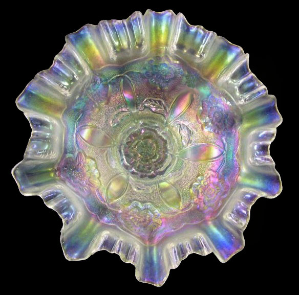 White DOUBLE STEMMED ROSE.9.25 in. Bowl.Courtesy Reichel Auctions