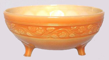 9 in. FLORAL & OPTIC in Marigold over Milk Glass.