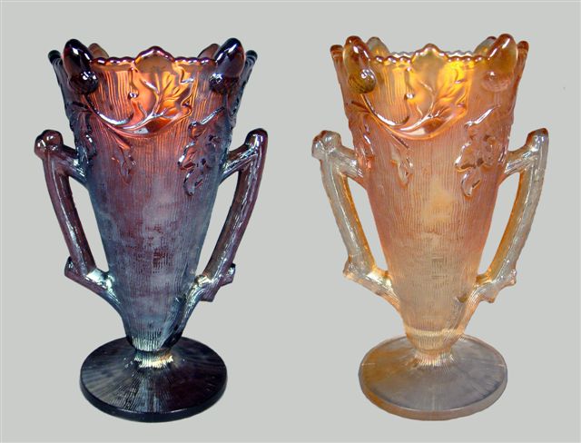 One of 2 Amethyst & single known Marigold ACORN vases - Remmen Auction
