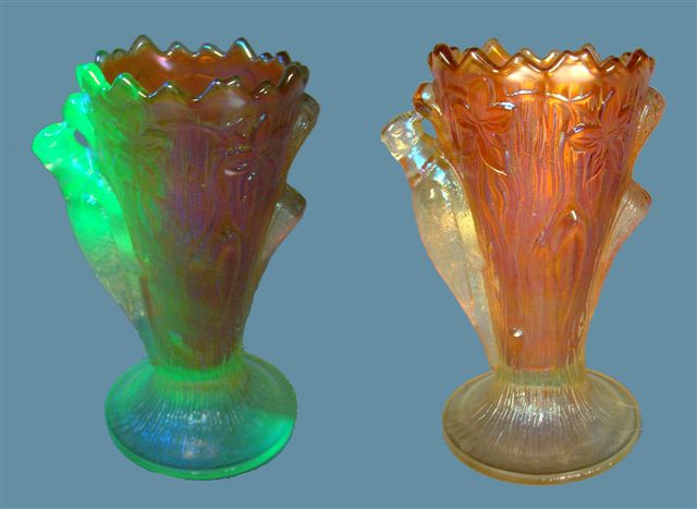 WOODPECKER & IVY Vase-Vaseline - Only one known-Remmen Auction-2011, $15,000