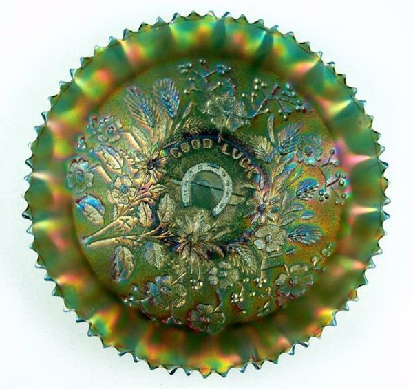 Green irid. on Sapphire PCE bowl.-Courtesy Jerry Kudlac