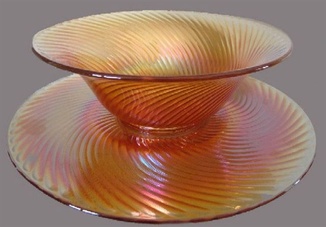 SWIRL RIB BOWL-11.25 in. diam. & 14.5 in. diam. PLATE-Mgld