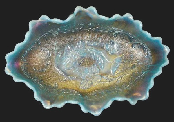 POPPY Pickle Dish-Blue Opal-Rare-$650-Courtesy Seeck Auctions