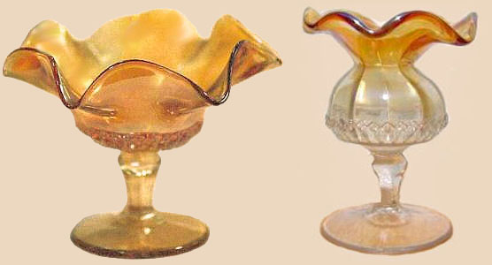Left-OPTIC FLUTE Compote 5 in. tall.5.75 in. whimsey on right.