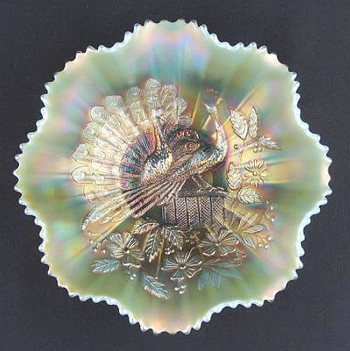 9 in. Ruffled Bowl - PEACOCKS-Aqua Opal