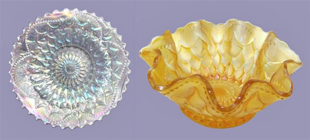 FISHSCALE & BEADS 6  in. Mgld. Bowl and White Plate