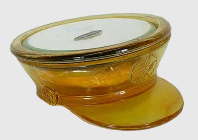 LADY BERKSHIRE Covered Military Hat powder jar. $185. Seeck Auction