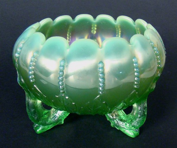 Lime Green Opal LEAF & BEADS Rosebowl.