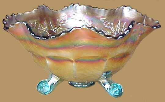 STAG & HOLLY 9 in. Bowl in Aqua-Scarce base glass color in this pattern