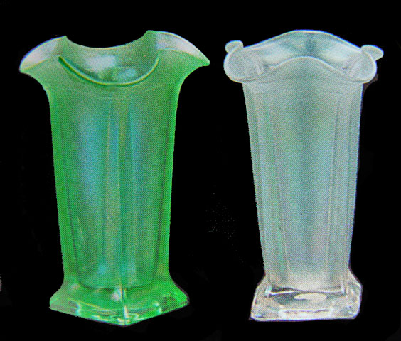 Diamond ROYAL LUSTRE Green and Pearl Iridescent-likely from the mould used C. 1913 for the #501 vase