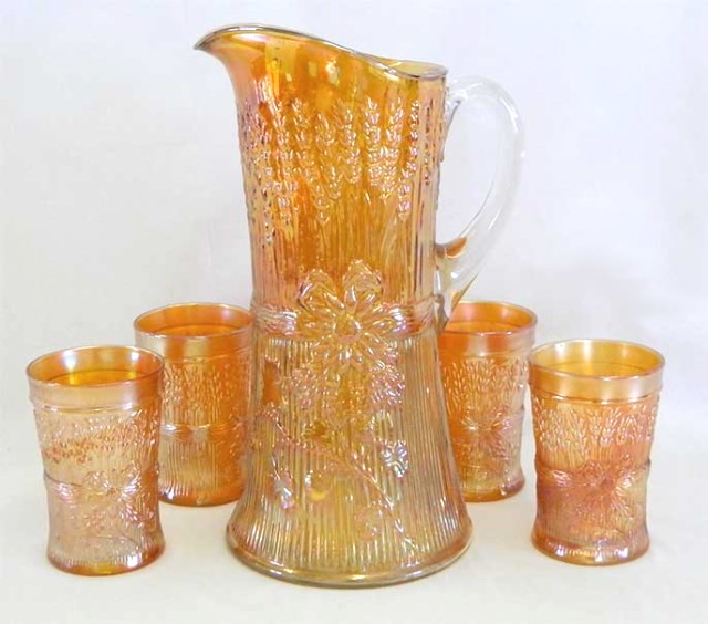 HARVEST FLOWER Water Set, Mgld.Courtesy Seeck Auctions.
