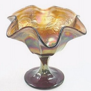 Amethyst WREATH OF ROSES Compote-5 in. high.