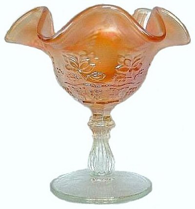 WINE & ROSES compote shaped from the Stemmed Goblet in that pattern.-4 and three-quarters in. tall