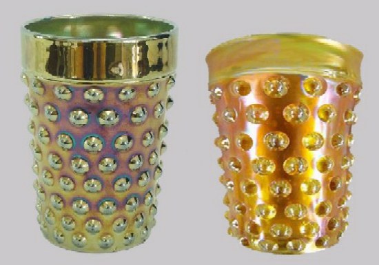 BLUE & Mgld. HOBNAIL Tumblers-Courtesy Seeck Auctions